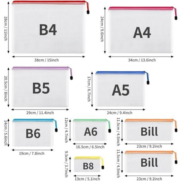 30 Pack Mesh Zipper Pouch Bags Waterproof Multi Size Travel School Office Storag - Picture 3 of 7